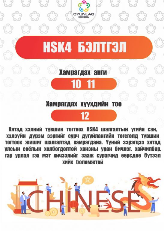 HSK4 бэлтгэл Анулин 10,11-р анги